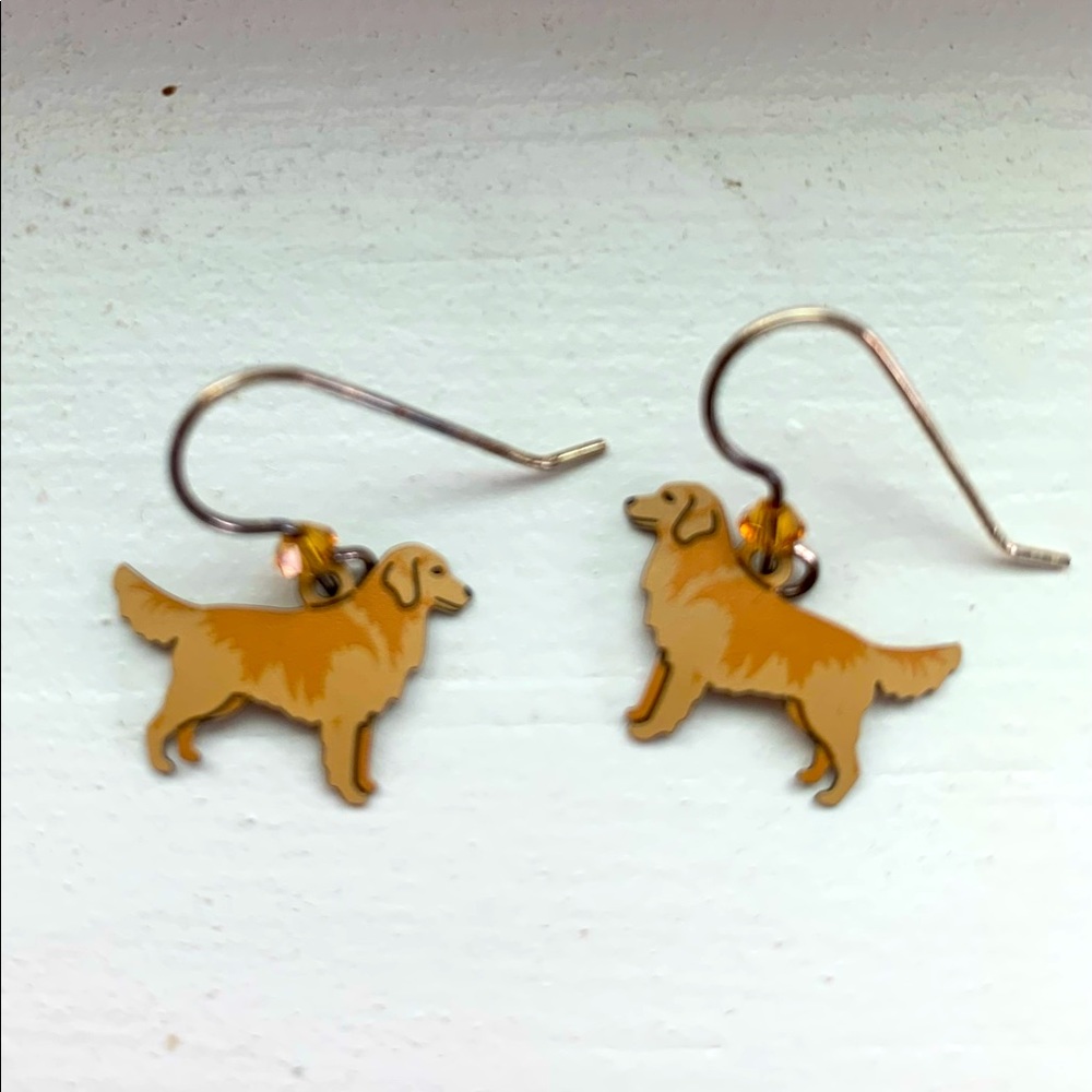 Golden Retriever fish hook earrings